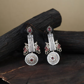 White German Silver-Plated Ethnic Drop Earrings