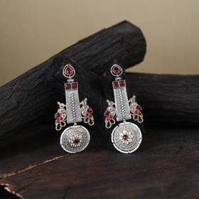 White German Silver-Plated Ethnic Drop Earrings