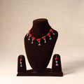 Red - german silver thread beads necklace set 01