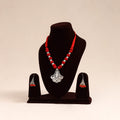 Red German Silver Thread Beads Necklace Set