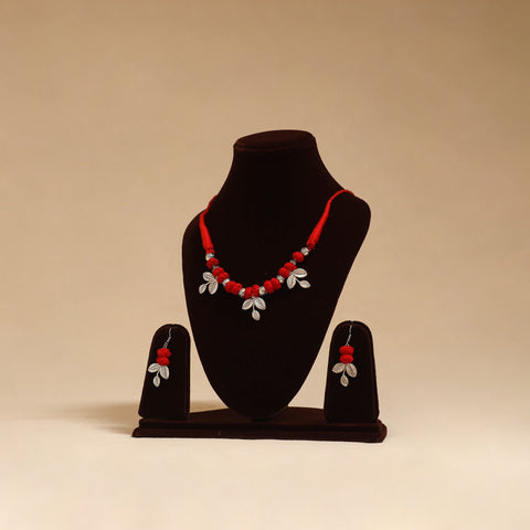 German silver thread beads necklace set 13 - handcrafted