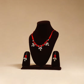 German silver thread beads necklace set 13 - handcrafted