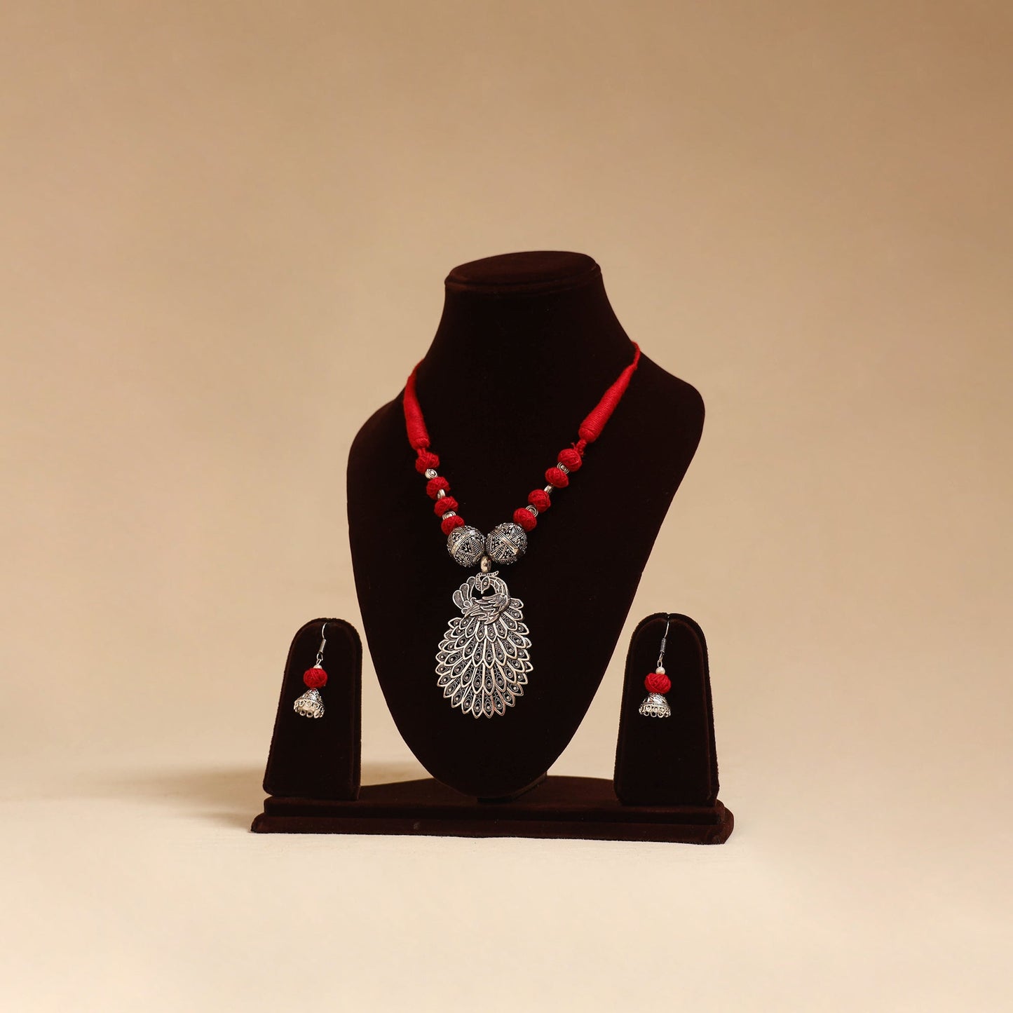 German silver thread beads necklace set 27 - handcrafted