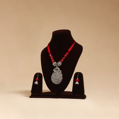 German silver thread beads necklace set 27 - handcrafted