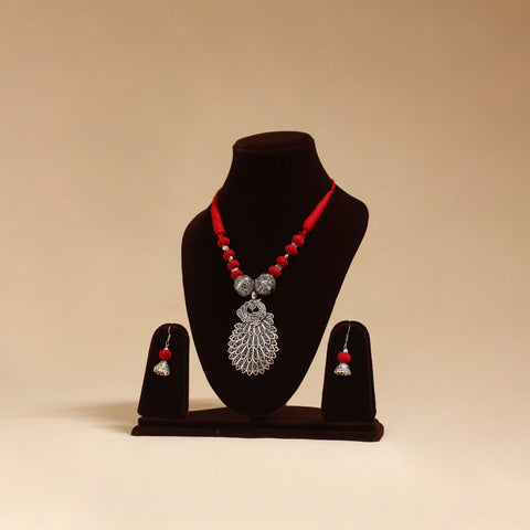 German silver thread beads necklace set 27 - handcrafted