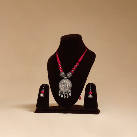 German silver thread beads necklace set 29 - handcrafted