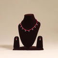 Red - german silver wooden beads necklace set 07