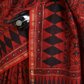 Ghicha Pallu Chanderi Silk Natural Dyed Ajrakh Print Saree