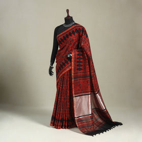 Ghicha Pallu Chanderi Silk Natural Dyed Ajrakh Print Saree