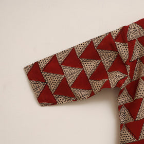 Red - girls bagru pure cotton kurta set (2-6 years) 10