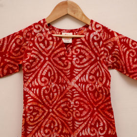 Girls hand batik pure cotton kurta set (2-6 years) 09