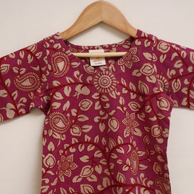 Red - girls kalamkari pure cotton kurta set (2-6 years) 06