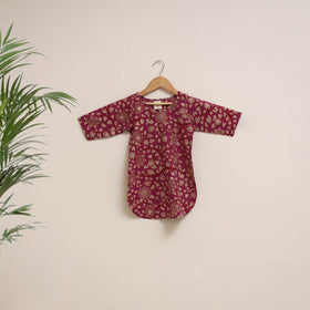 Red - girls kalamkari pure cotton kurta set (2-6 years) 06