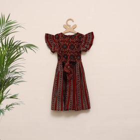 Girls pure cotton ajrakh hand block print frock dress (2-3
