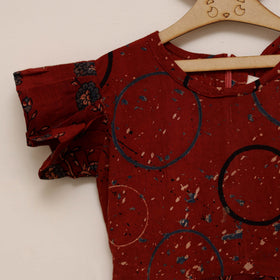 Girls pure cotton ajrakh hand block print frock dress (2-3