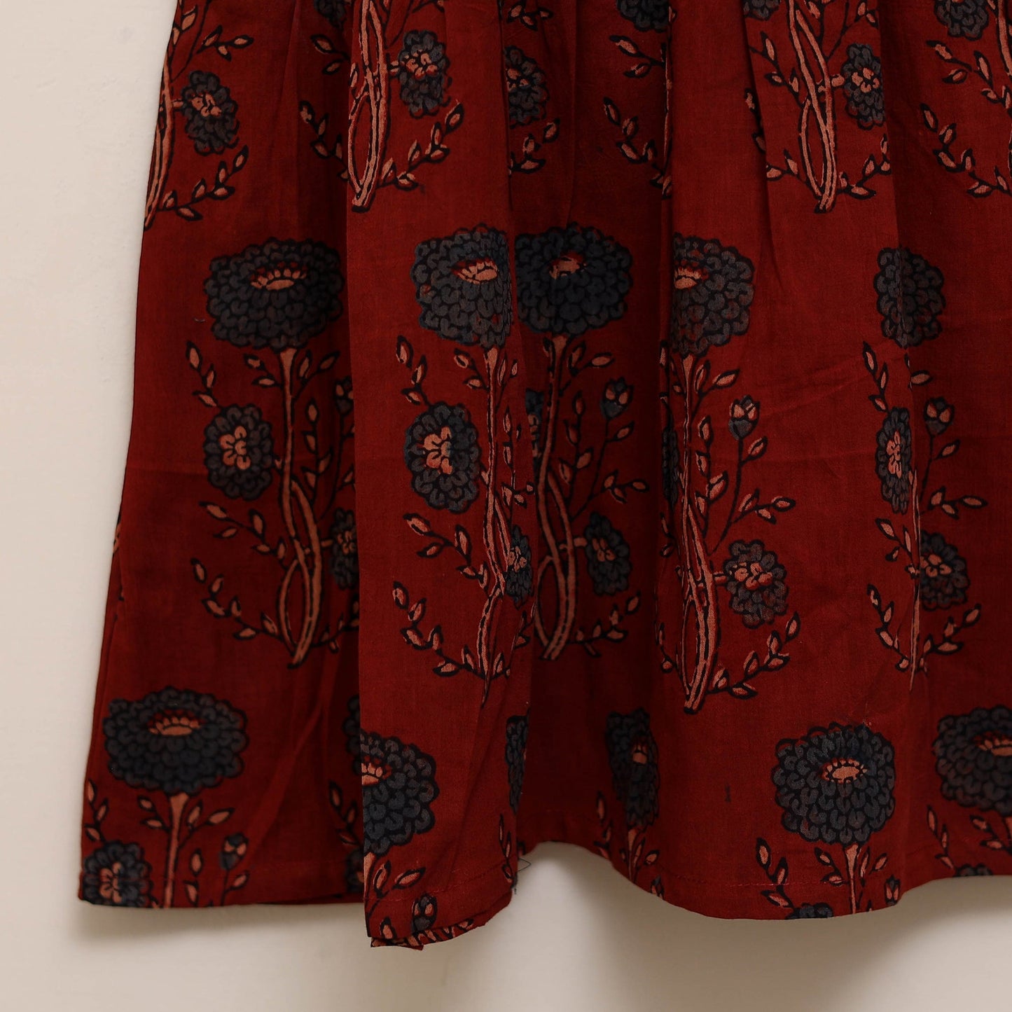 Girls pure cotton ajrakh hand block print frock dress (2-3