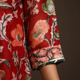 Red - gota work chanderi silk sanganeri kurta set (set