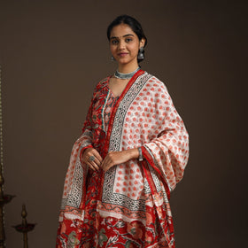 Red - gota work chanderi silk sanganeri kurta set (set