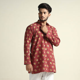Buy Bagru Block Printed Cotton Men Short Kurta Online at iTokri.com