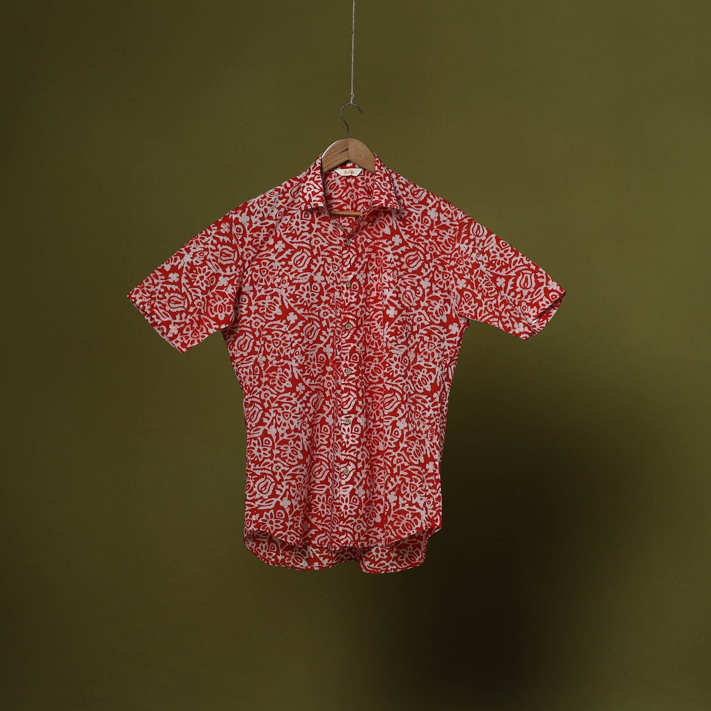 Half sleeve cotton men hand block batik print shirt 08