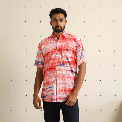 Buy Half Sleeve Tie & Dye Cotton Men Shibori Shirt