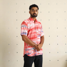 Buy Half Sleeve Tie & Dye Cotton Men Shibori Shirt