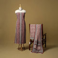 Red - hand bagh natural dyed cotton 3pc unstitched dress