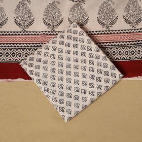 Red - hand bagh natural dyed cotton 3pc unstitched dress