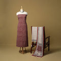 Red - hand bagh natural dyed cotton 3pc unstitched dress
