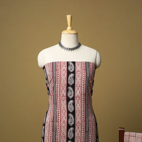 Red - hand bagh natural dyed cotton 3pc unstitched dress