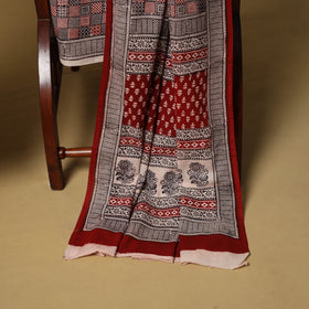 Red - hand bagh natural dyed cotton 3pc unstitched dress