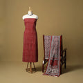 Red - hand bagh natural dyed cotton 3pc unstitched dress