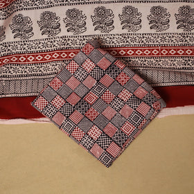 Red - hand bagh natural dyed cotton 3pc unstitched dress