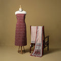 Red - hand bagh natural dyed cotton 3pc unstitched dress