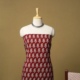 Red - hand bagh natural dyed cotton 3pc unstitched dress