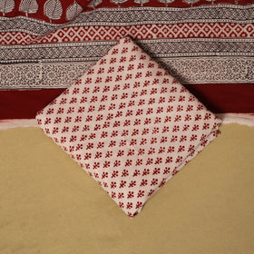 Red - hand bagh natural dyed cotton 3pc unstitched dress