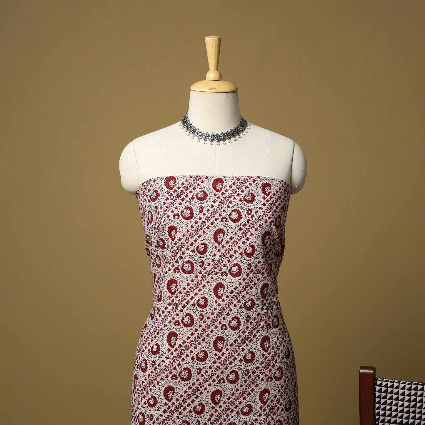 Hand bagh natural dyed cotton 3pc unstitched dress material