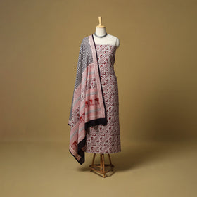 Hand bagh natural dyed cotton 3pc unstitched dress material