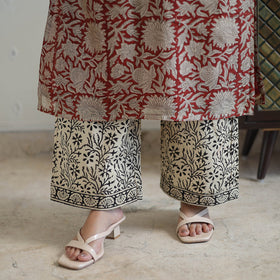 Red - hand bagru chanderi silk kurta set 10 - handcrafted