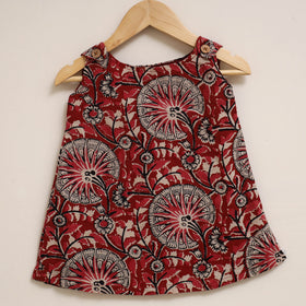 Red - hand bagru cotton baby girl dress (6-12 months) 11