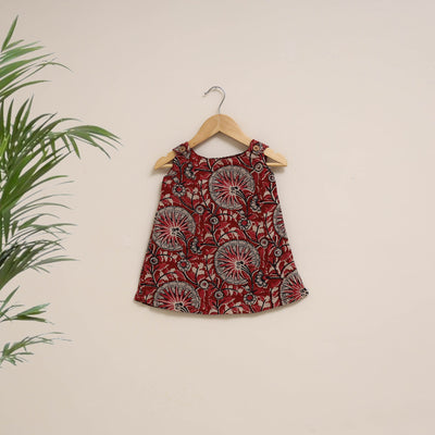 Red - hand bagru cotton baby girl dress (6-12 months) 11