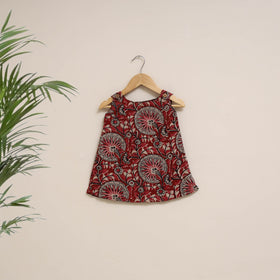 Red - hand bagru cotton baby girl dress (6-12 months) 11