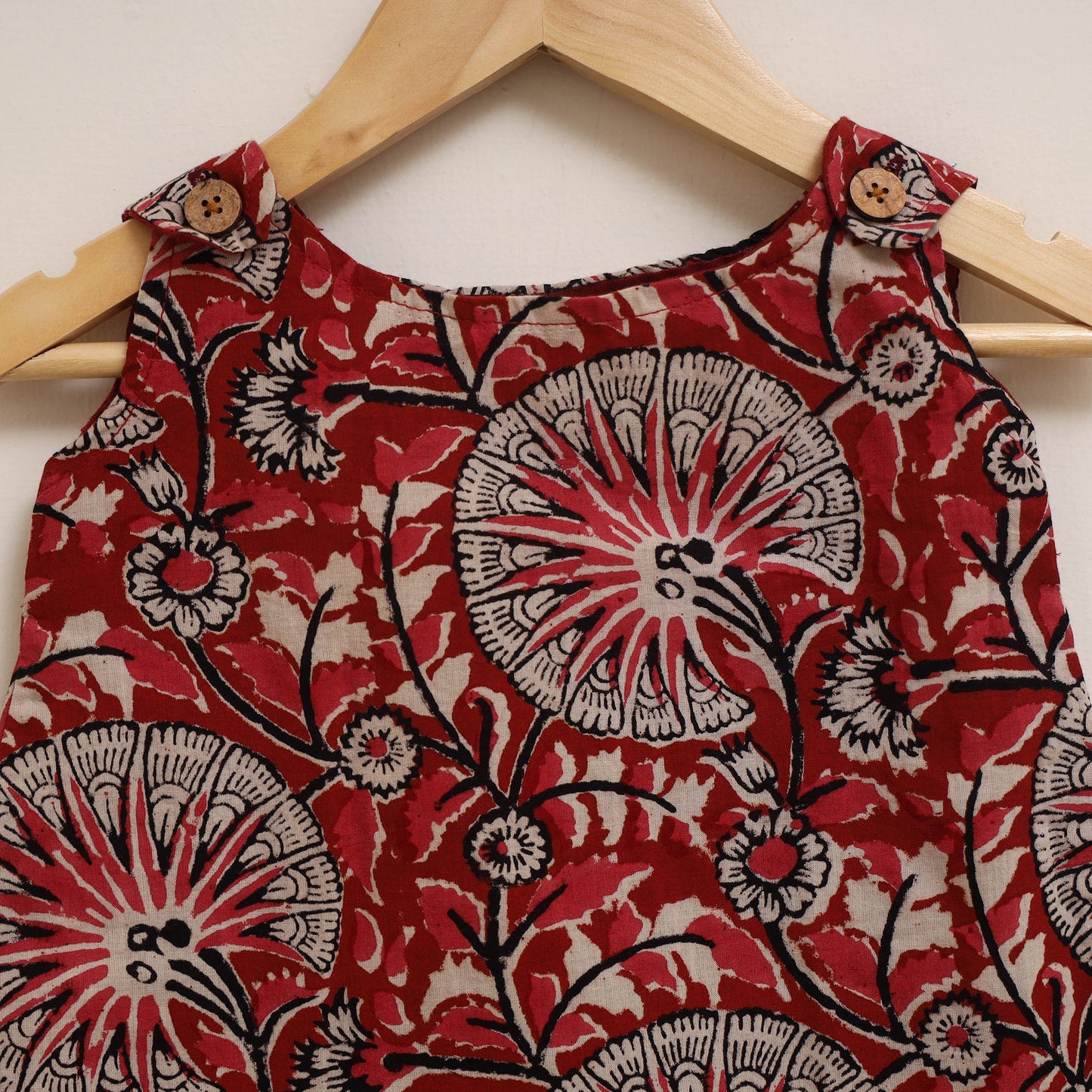 Red - hand bagru cotton baby girl dress (6-12 months) 11