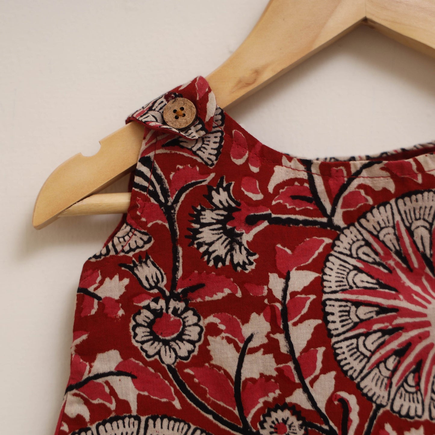 Red - hand bagru cotton baby girl dress (6-12 months) 11