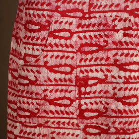  Red Hand Batik Print Cotton Apron with Pocket