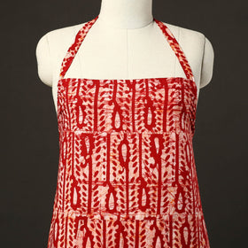  Red Hand Batik Print Cotton Apron with Pocket