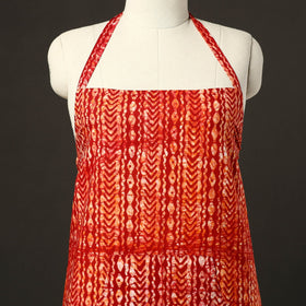 Red - hand batik cotton apron with pocket 10 - handcrafted