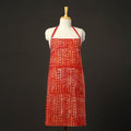 Red - hand batik cotton apron with pocket 10 - handcrafted
