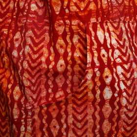 Red - hand batik cotton apron with pocket 10 - handcrafted