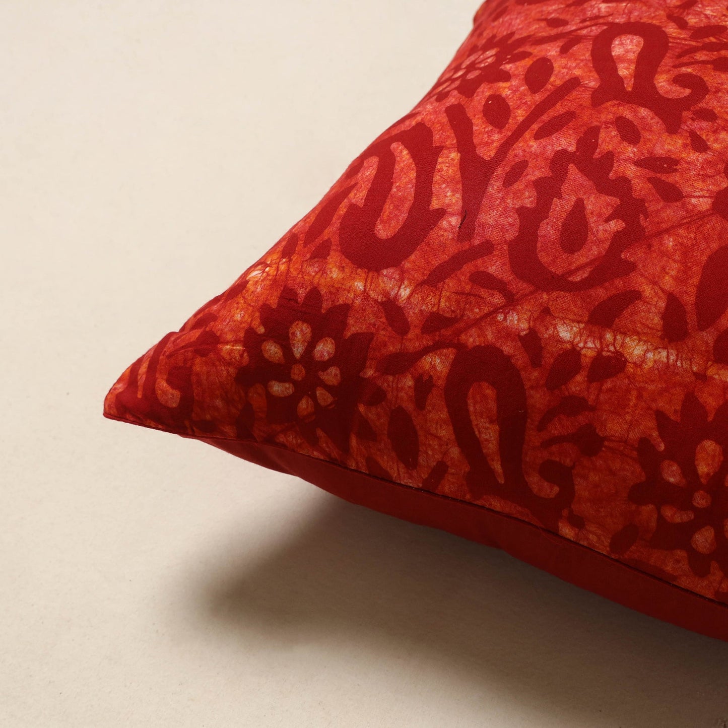 Red - hand batik cotton cushion cover 13 - handcrafted